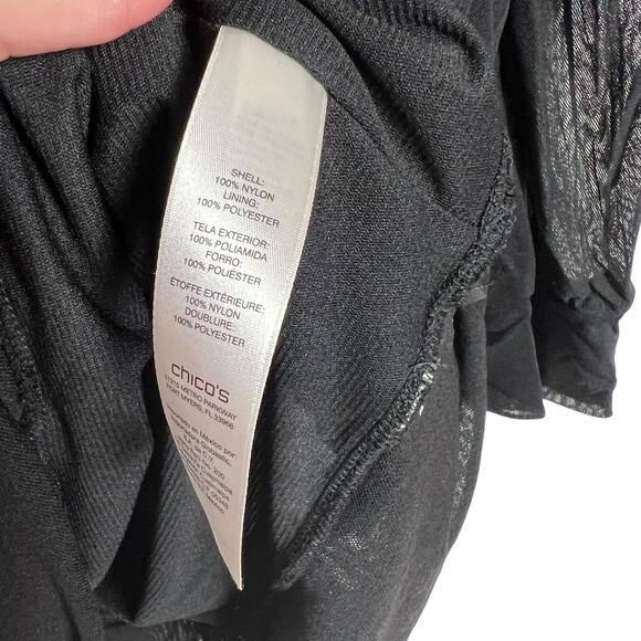Chico’s Marion Black 3/4 Sleeve Lightweight Mesh Blouse Size US 12 - Picture 4 of 7